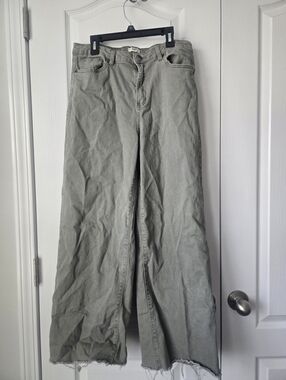 Easel Wide Leg Washed Sage Green Jeans Size Large